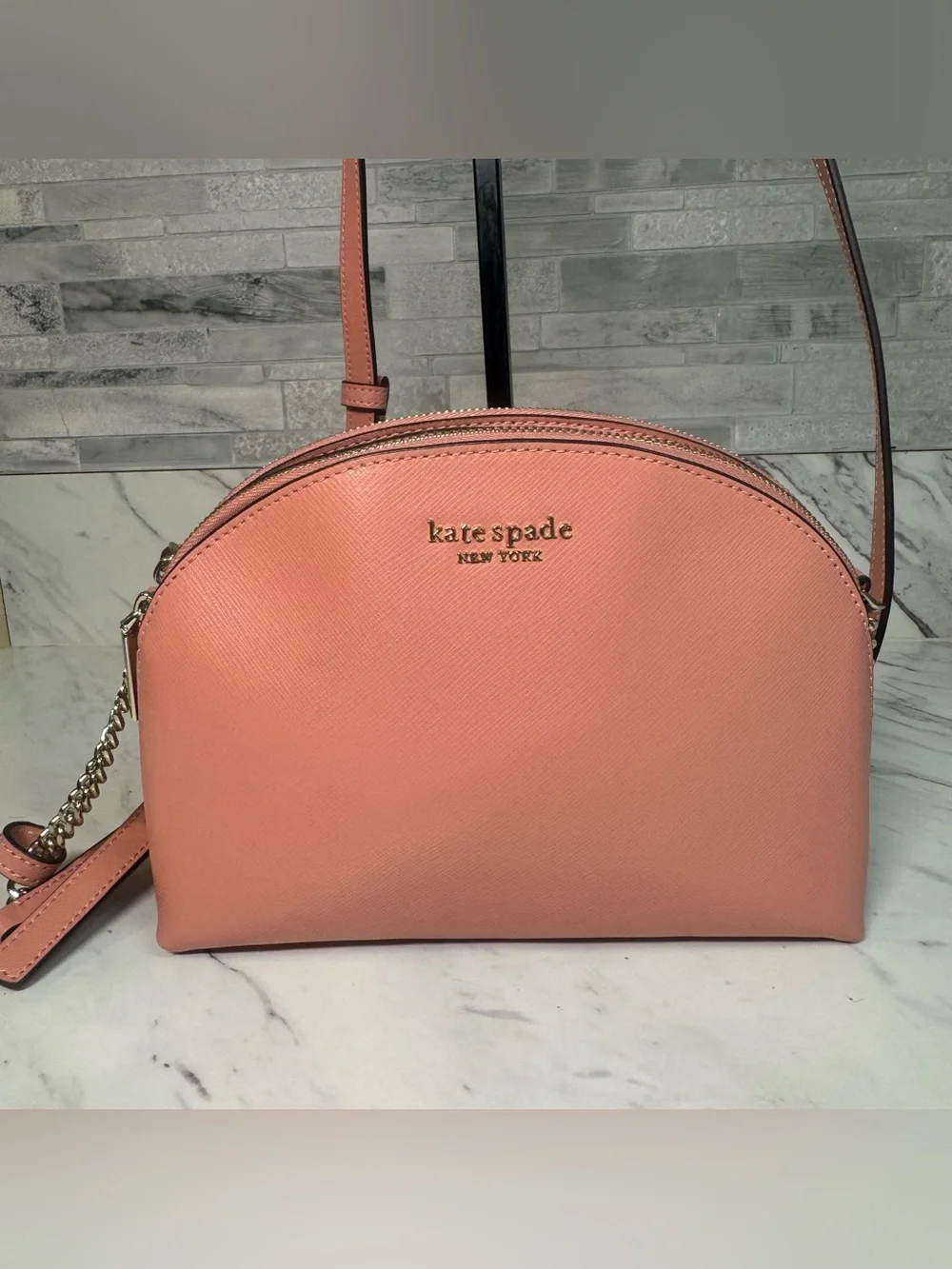 Kate Spade Pink Leather Spencer Small Double Zip Crossbody Bag